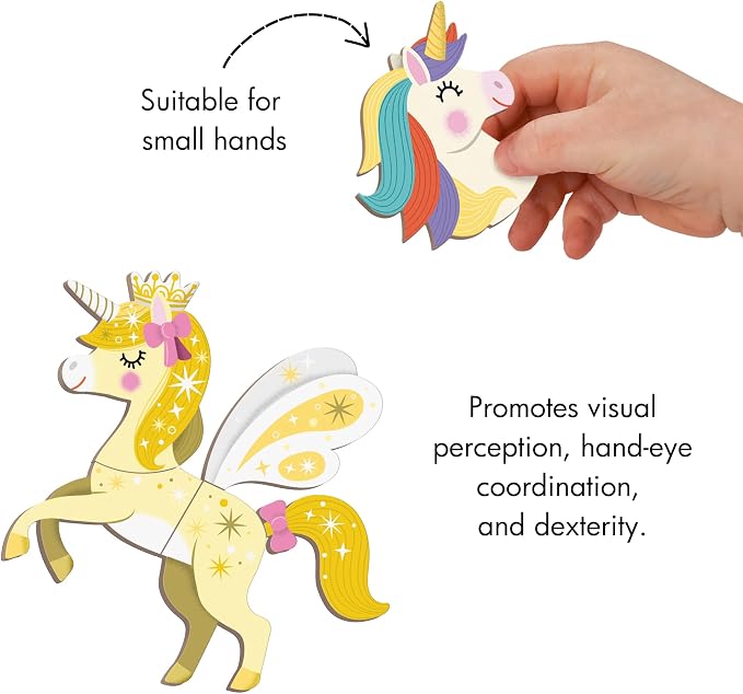 Janod - Magnéti'Book Unicornes - Magnetic Educational Game 44 Magnets + 10 Models - Children's Toy Made of Cardboard - Develops Dexterity and Imagination - Ages 3 and Above | Develops Dexterity and Imagination - Sturdy Cardboard - 10 Models Included - ...