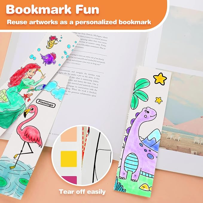 ZHOC Paint with Water Coloring Books for Kids, Pocket Mess Free Watercolor Painting Sets for Kids Ages 3 4 5 6 7 8+, Water Color Paint Set Arts and Crafts Gift for Boys Girls, Dinosaur