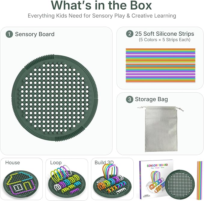 Sensory Activity Board:Fidget Toy for Anxiety, ADHD Kids & Adults | sensory toys for Kids 3+ and Adults, with 25 pull strings and a portable bag for travel, classrooms and everyday play