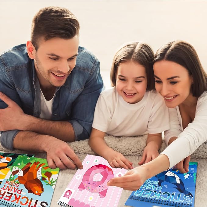 Sticker by Number Book for Kids Ages 4-8, 8-12 and Adults Animals, Ocean, Desserts, Insects Sticker Paint Puzzle Activity Books for Kids Girls Boys Birthday Party Favors Travel Toys