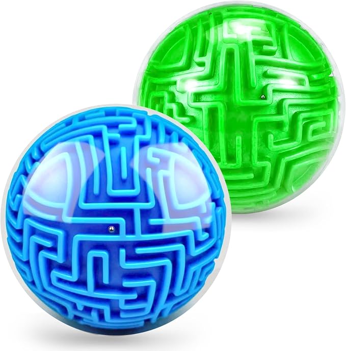 2 Pack 3D Maze Ball - Brain Teaser Puzzles Games Toys for Kids 9-12 Years | Learning & Educational Toys for Kids Teens & Adults, Hard Challenges Game Lover Tiny Balls Boys Girls Gifts Ideas