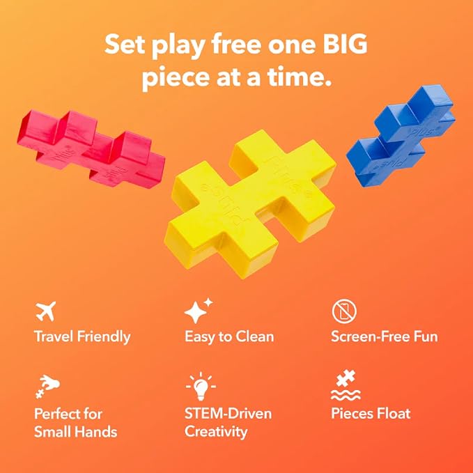 PLUS PLUS Big 15 Piece Breeze Mix - Large Building Blocks for Toddlers | Quiet Stem Toys for Toddlers, Prek Classroom Essentials, Waffle Blocks Jumbo, Stem Bins for Classroom, Sensory Bins