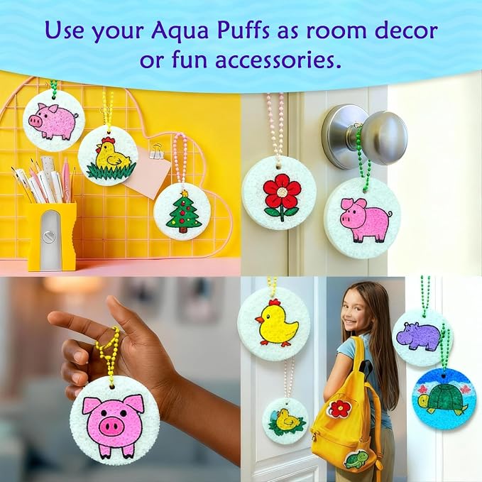 Magic Foam Texture Painting Kit - 3d Aqua Magic Puffs Art for Kids, 34 Pcs Magic Puffy Paint Kit with Foam Explosion Art Craft Papers, Kids Craft Gift for Girls & Boys Ages 4, 5, 6, 7, 8, 9, 10, 11