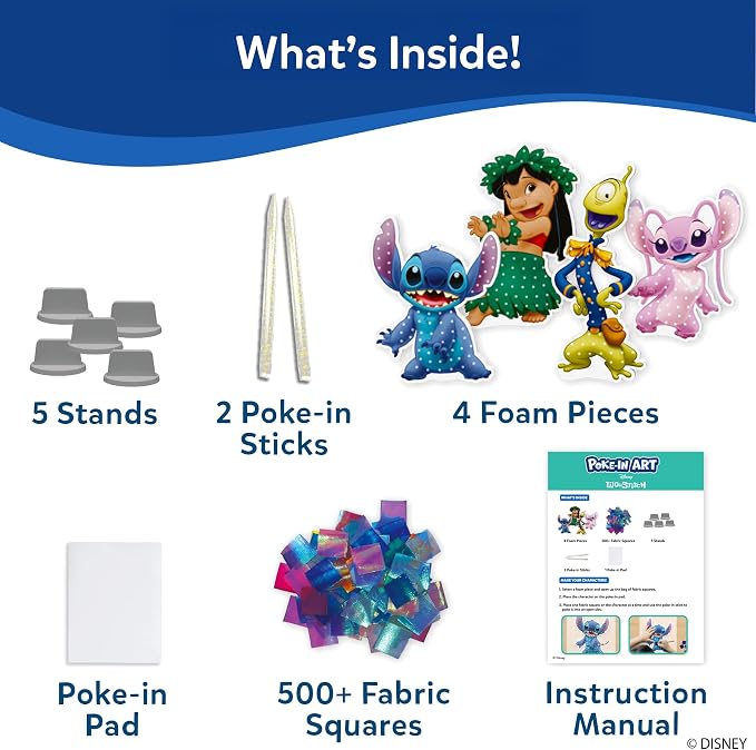 Skillmatics Poke-in Art – Lilo & Stitch, Wood Craft Kit, Gift for Kids | DIY Mess-Free Room Decor, Fine Motor Skills, Screen-Free Fun, Travel Activity, Girls & Boys Ages 4, 5, 6, 7, 8, 9