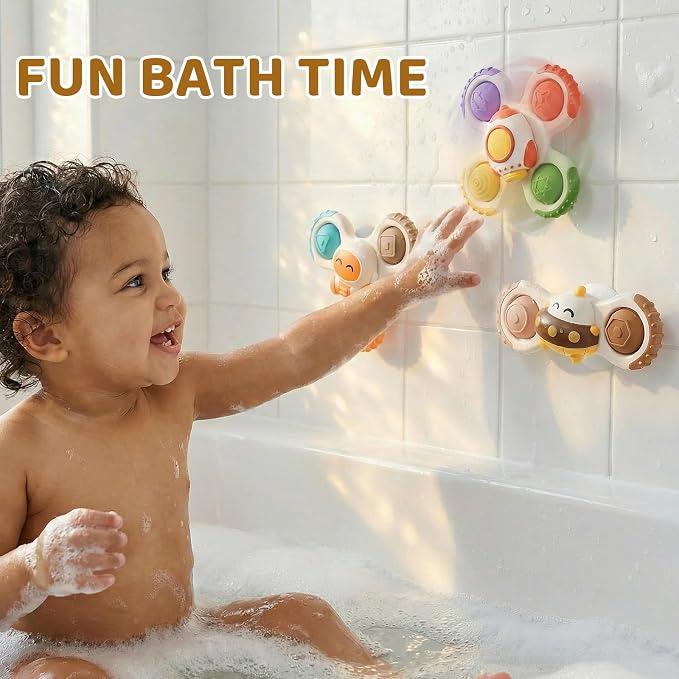 Pop Suction Cup Spinner Airplane Travel Toys for 1 Year Old Boy Girl | Novelty Spinning Tops Infant 12 18 Months,1 2 Year Old Boy Birthday Gift for Toddlers ,Sensory Baby Bath Toy Kids Ages 1-3