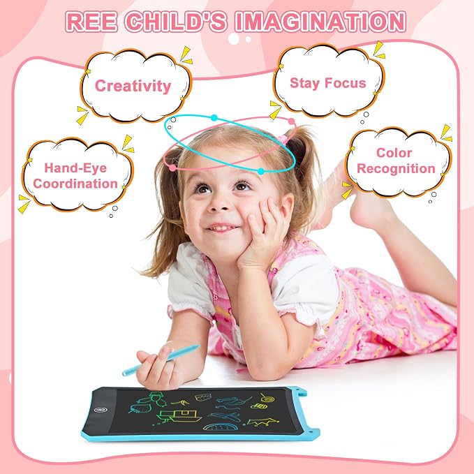 cimetech Toddler Girl Gifts, LCD Writing Tablet, Travel Essentials Toys | Toddler Gifts for Girls 3-5, Coloring Books Ages 4-8, Screen Free Travel Toy, 36-Mo Battery, Mess Free Road Trip Essential