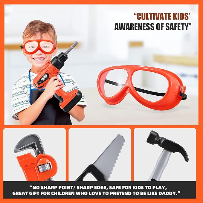 Kids Tool Set 48pcs, Christmas Birthday Gifts for Boys Girls Ages 3 , 4, 5, 6, 7,Toddler Tool Set with Portable Tool Box & Electronic Toy Drill, Construction Toys Tools for Toddlers