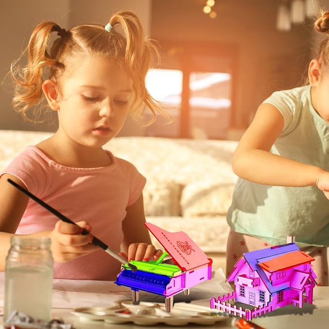 calary 3D Wooden Puzzle Simulation Animal Dinosaur Assembly DIY Model Toy for Kids and Adults,Set of 6