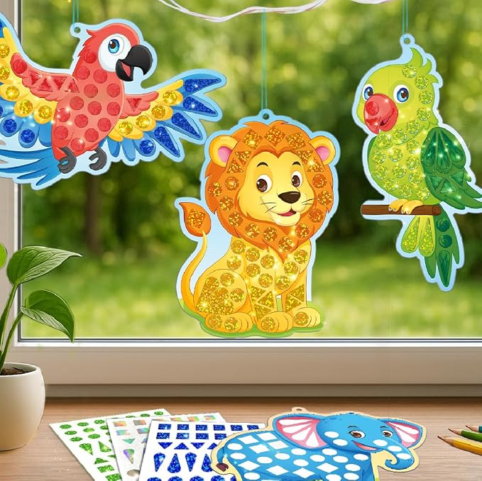 Imagimake Mirror Mosaic - Animals & Birds, 10 Templates, 950+ Stickers | Mess-Free Craft Activity, Screen-Free Creative Art Kit for Kids, Birthday Gift for Boys & Girls Ages 3,4,5,6,7 Years Old