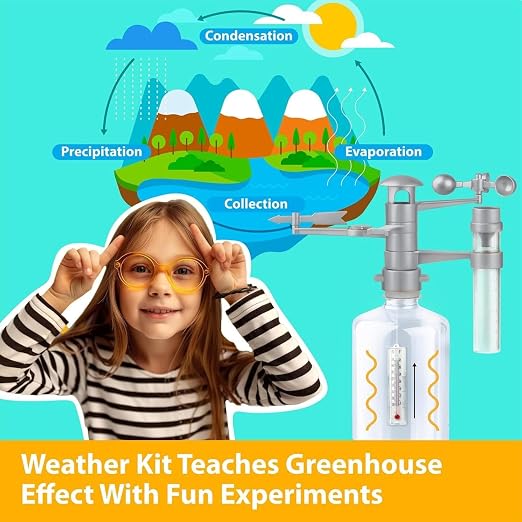 4M Green Science Weather Station - DIY Mini Observatory & STEAM Science Kit | Build an anemometer, rain gauge and thermometer to track wind and rain; create a 22x12 cm terrarium with recycled bottles