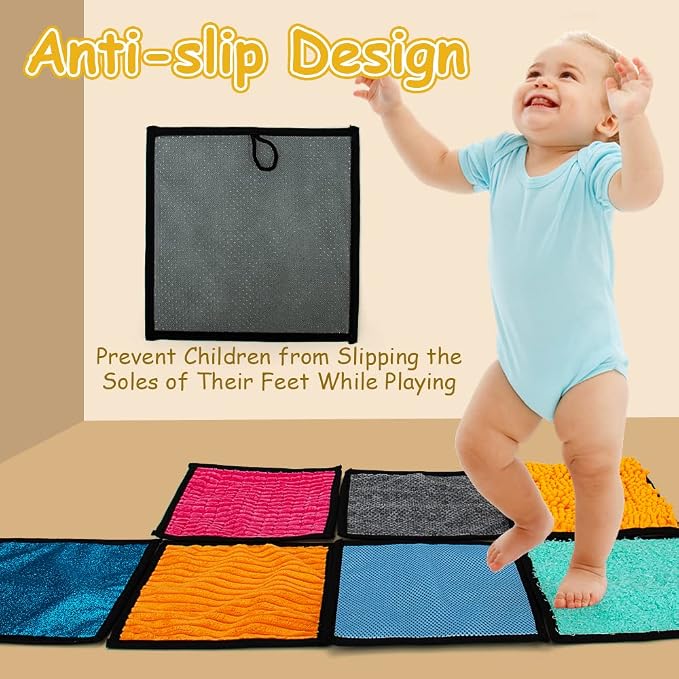 16 Set Sensory Mini Mats Assorted Textured Sensory Floor Tiles Sensory Wall | Early Sensory Exercise Sensory Mats Sensory Toys for Autistic Children Kids Baby Toddler Fidgeting Activity