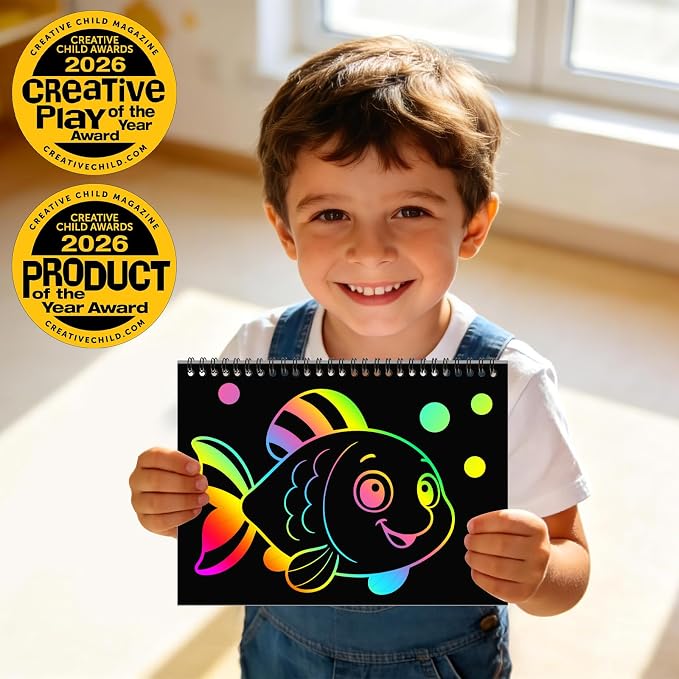 ZMLM Scratch Paper Art-Crafts Gift: 2 Pack Rainbow Notebooks Supplies Toys | Art Crafts for 3 4 5 6 7 8 9 10 11 12 Years Old Girls and Boys Kids Birthday Christmas Party Travel Games Activities Ocean