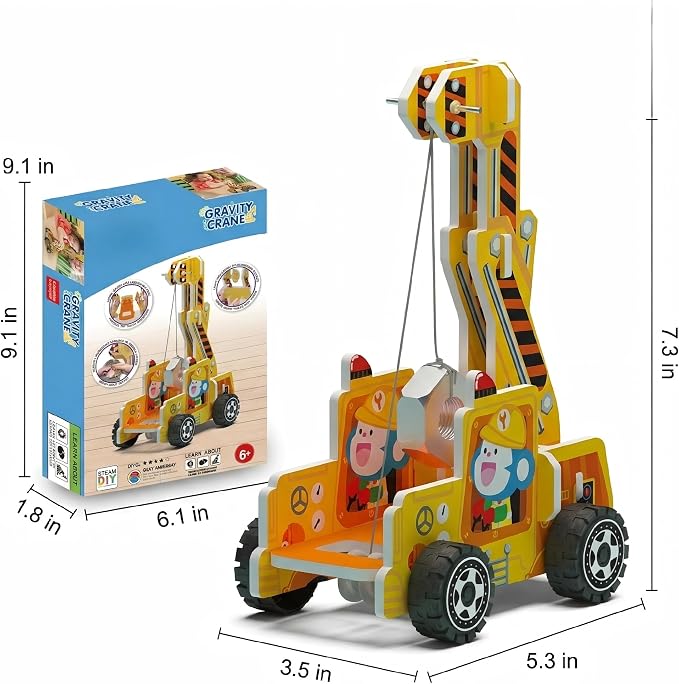 STEM Gravity Crane Science Kit, DIY Pulley & Lever, Energy Conversion | Build a gravity crane! See pulleys & levers in action, explore energy conversion. Real parts, safe assembly. STEM curiosity.