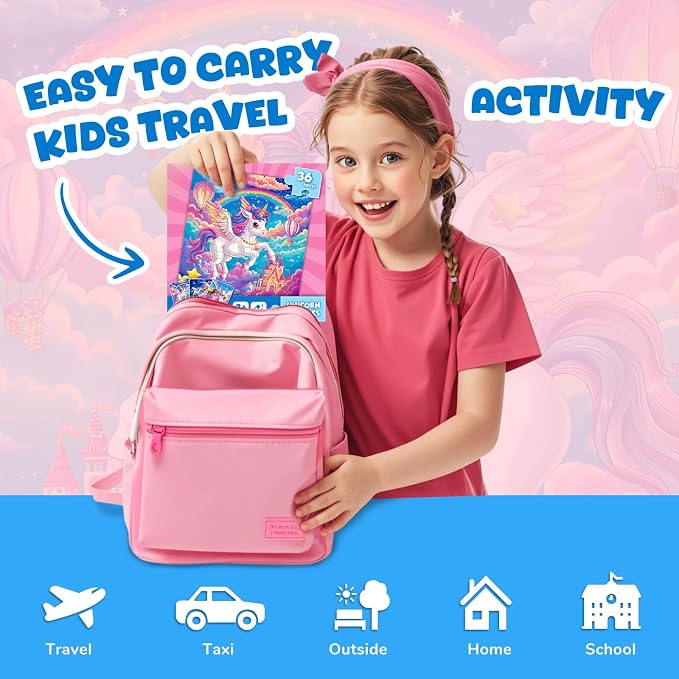 Homicozy Magnetic Puzzles for Toddler Kids 3-8, Unicorn Princess Travel Toy | 36-Piece Magnetic Puzzle for Kids Ages 3-5 4-6, Car Airplane Road Trip Activities, Quiet Screen-Free Game, Girl Birthday Gift