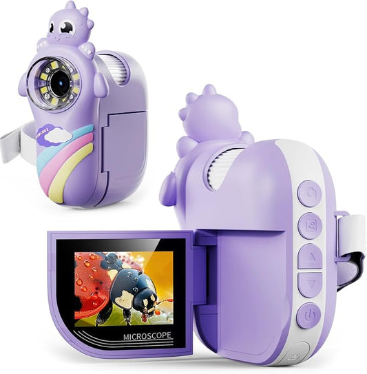 Microscope for Kids - 1080P Handheld Digital Microscope Portable Pocket 500X with 8 LED Lights 2'' LCD Screen Educational Science Christmas Birthday Gifts for Age 3 4 5 6 7 8 Girls Boys Purple