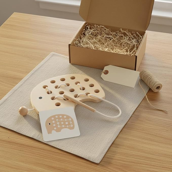 Children Threading Game Wooden Animal Lacing Board Toy Preschool Learning Board Hands On Lacing Puzzle Educational Fine Motor Skills Basswood Plywood, Crocodile
