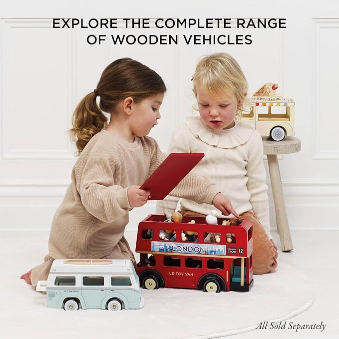Le Toy Van Wooden Holiday Campervan with Surfboard | Wooden Toy Vehicle, FSC Certified Wood, 100% Plastic Free