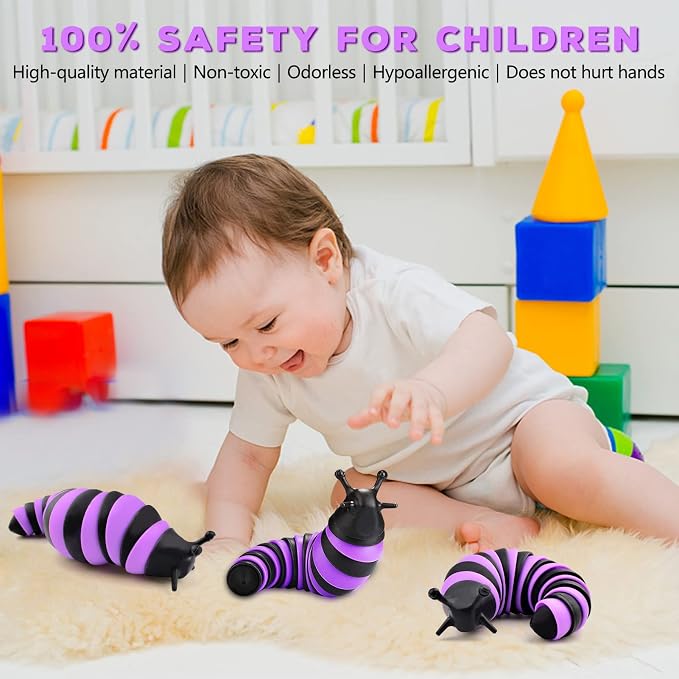 Cevioce Fidget Slug Toy, Sensory Slug Fidget Toy for Kids & Adults, 1 PC Cute Autism Sensory Toys for Autistic Children｜Easter Gifts for Girls Boys Easter Basket Stuffers Gifts for Toddlers Kids