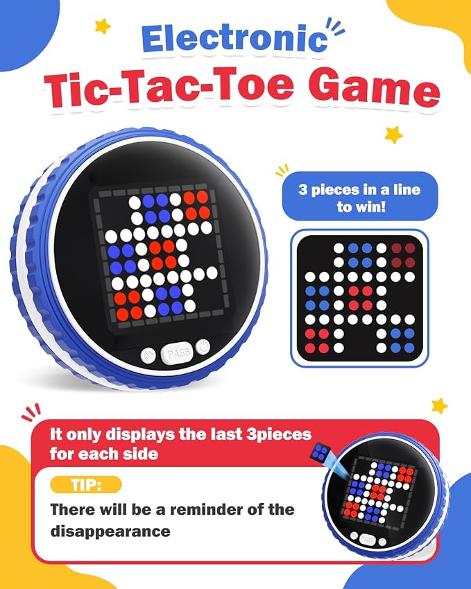 Electronic Strategy Board Game, 7-in-1 Car Travel Games, Road Trip Games | Airplane Travel Essentials Brain Toy for Kids with AI Opponent, Handheld Travel Games For Kids, Adults and Family Interactive
