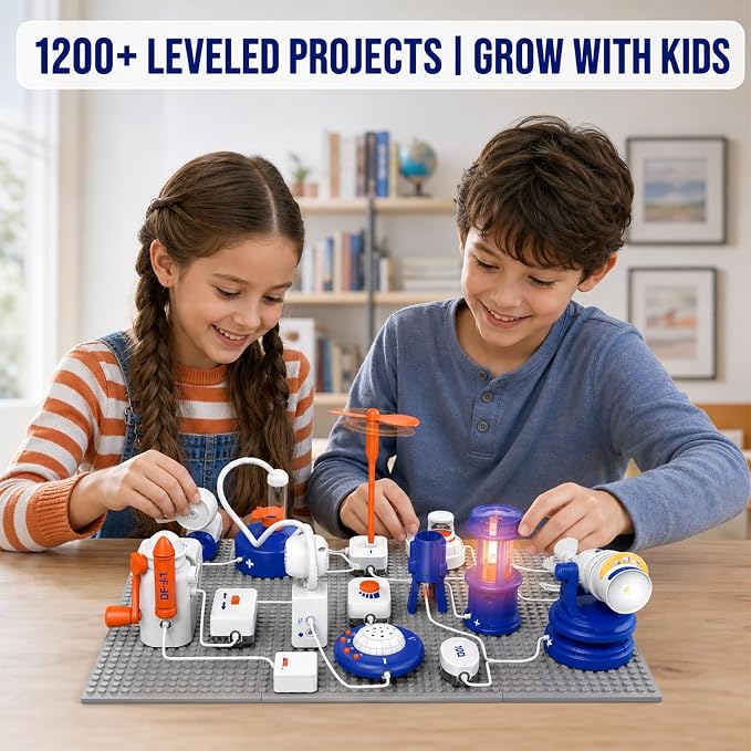 STEM Science Kit for Kids - 66 Pcs Electronics Exploration Kit with 1200+ Circuit Projects & 2 Extra 4-Head Wires, Snap Circuits Building Toy, STEM Gift for Boys Girls Ages 3-12