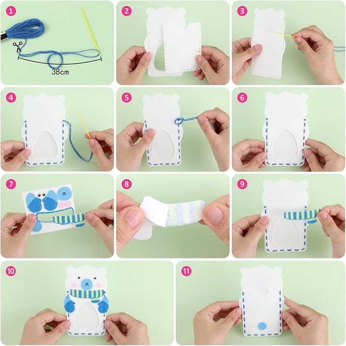 Felt Sewing Crafts for Kids Ages 4-12, 10 DIY Projects Kids Sewing Kit | Funtopia Learn to Sew with Tutorial for Plush Pillow Hanging Organizer Handbag, Beginner Sew Toys and Birthday Gift for Girls