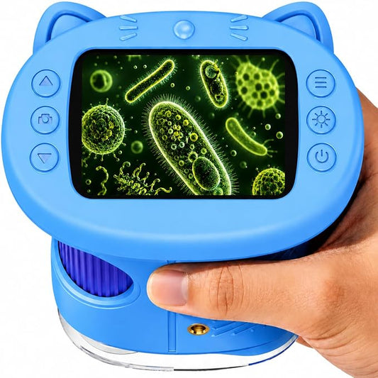 1000X Handheld Digital Microscope for Kids (Blue) | 4K HD 2.4" Screen, 200–1000X Magnification, Portable Kids Microscope, Educational STEM Toy, Gifts for Boys and Girls Age 5–12