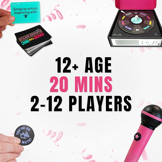 Lucky Egg Grab The Mic: Karaoke Battle, Spinning Record Timer Singing Game | Spinning Record Timer, 2-12 Players. Perfect For Family Sing-Offs And Teen Or Adult Game Nights.
