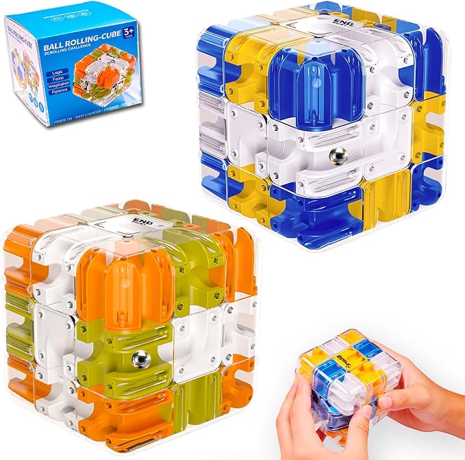 2Packs 3D Rolling Ball Maze Cube Puzzle - Maze Cube for Kids Labyrinth 3D Puzzle Maze Cube Ball Twist Roll Brain Teaser Toys, Cultivate Logical Thinking for Puzzle Cube Gift for Adults Teens Kids
