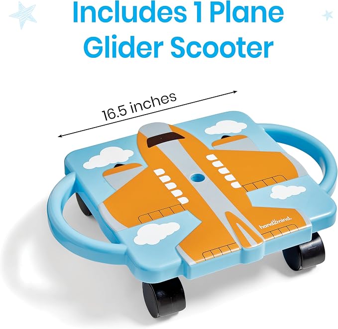 hand2mind Orange Plane Glider Scooter Board, Gross Motor Toys, Ages 5+ | Floor Scooter Board, Physical Education Equipment, Playground Toys, Indoor Play, Toddler Outdoor Activities