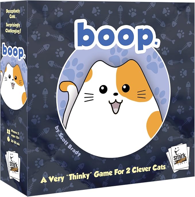 Smirk and Dagger BOOP 2-Player Cat Strategy Board Game | Place Kittens on the Quilted Bed Board Without Getting Booped Off, 32 Wooden Cat Pieces, 20-30 Minutes, Ages 10+