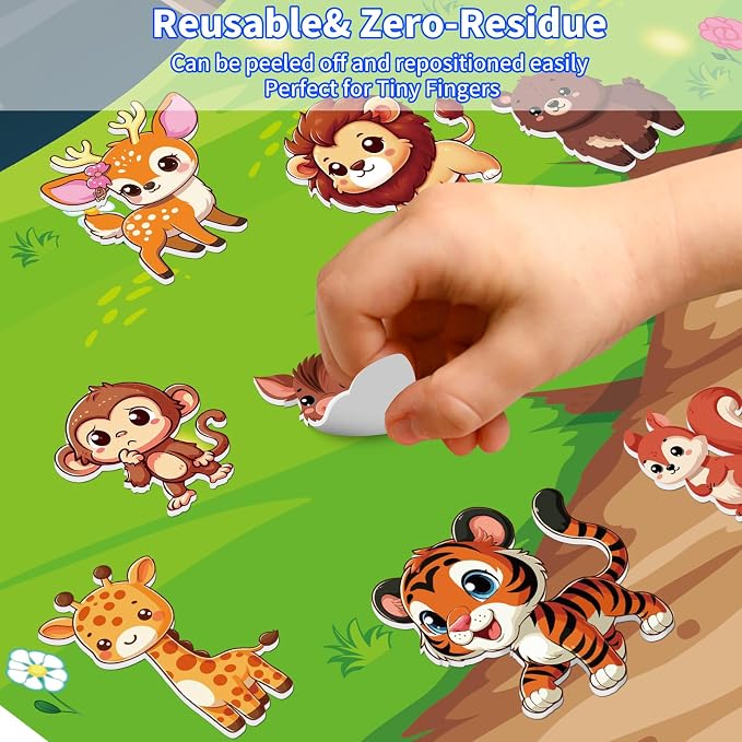 Kalysky 6 Set (260pcs) Reusable Sticker Books for Toddlers 1-3 2-4, Kids 3D Puffy Stickers (Dinosaurs, Forest, Town, Pets, Construction, Insects), Sticker Activity Books