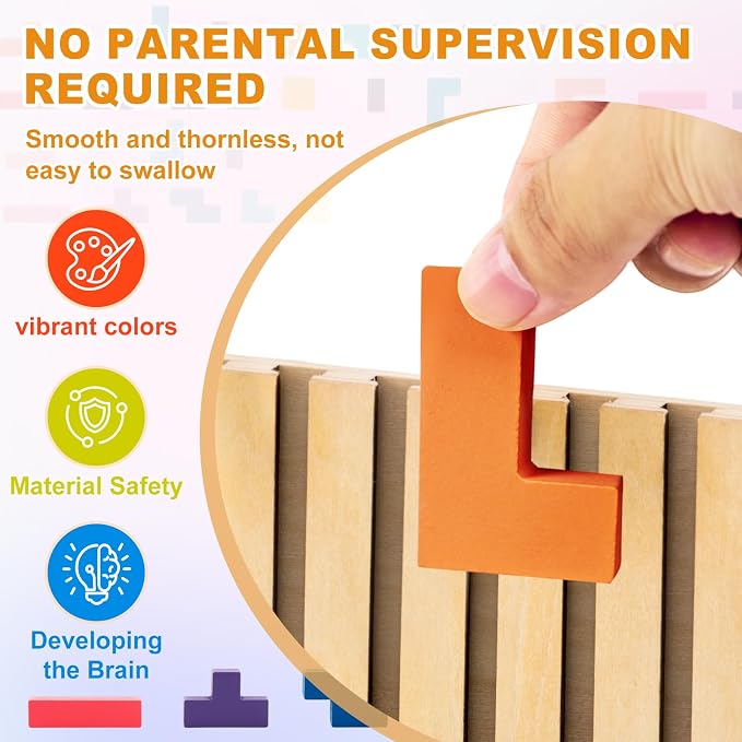 Wooden Montessori Blocks Puzzle for Kids, Brain Teaser Stacking Toy | Russian 3D Colorful STEM Educational Board Game for Toddlers, Ideal Birthday Gift for Boys Girls Ages 3 4 5 6