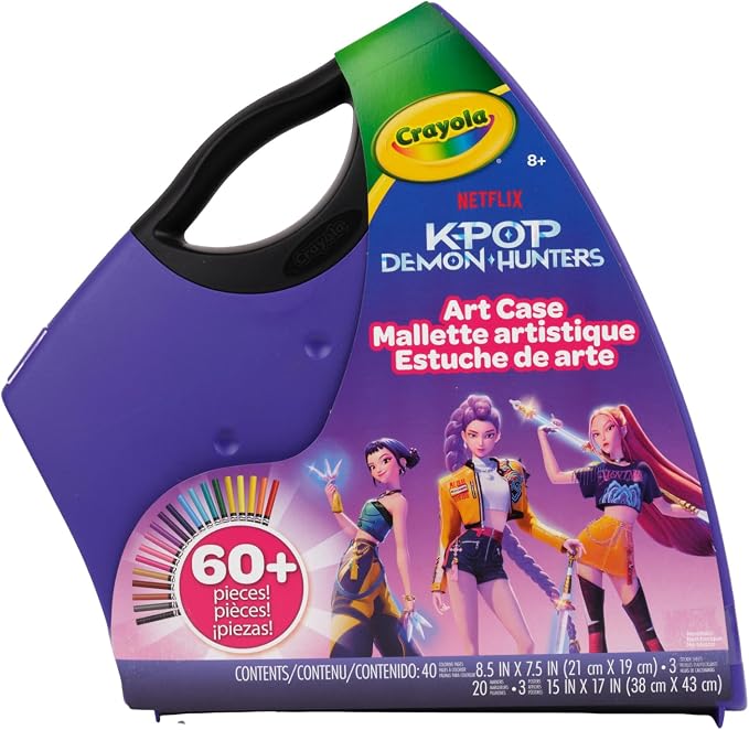 Crayola Kpop Demon Hunters Art Case (40+pcs), Coloring & Sticker Craft Kit | Arts & Crafts Kit, Holiday, Birthday Gift for Kids & Teens, Screen Free Travel Activity Set, Kpop Demon Hunters Toys, Ages 8+