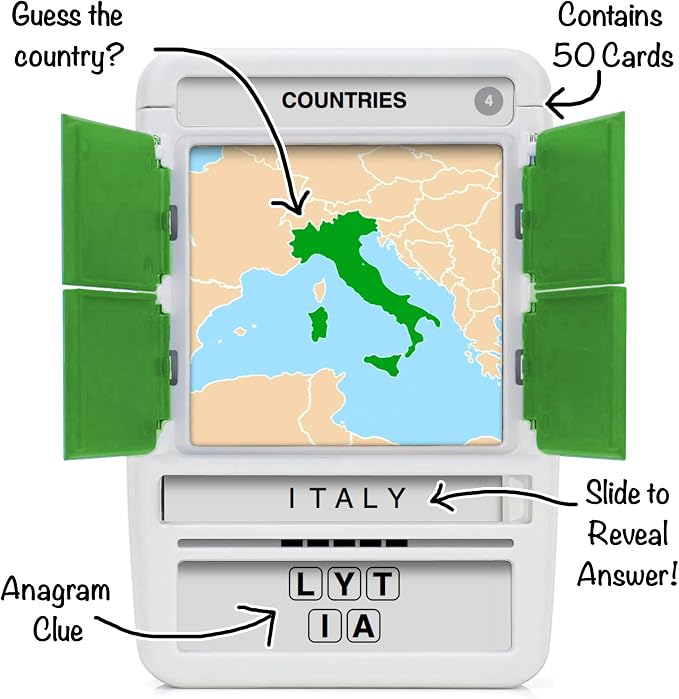 Countries of The World Travel Game - Learn 100 Countries | Flash Cards with Slide Reveal Case | Geography Card Game, Gift, Stocking Stuffer | for Kids and Adults | Ages 6+