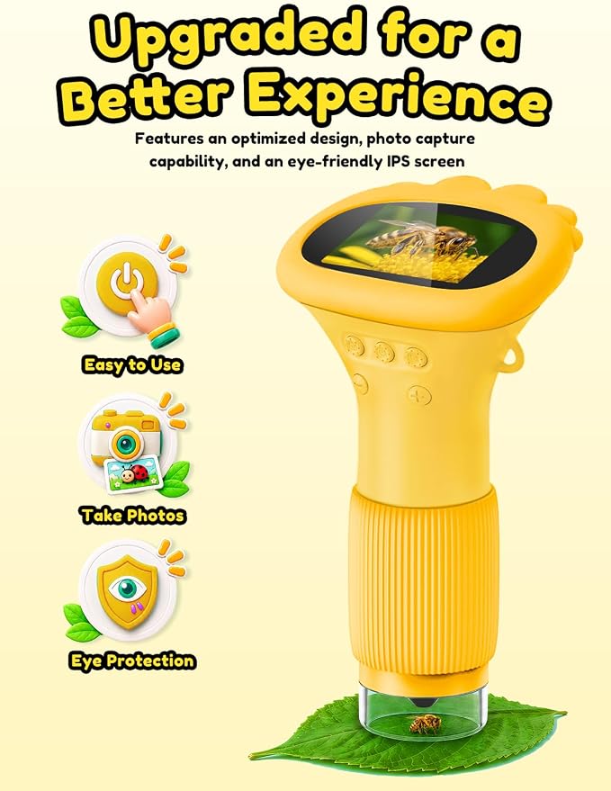 Acoath Microscope for Kids, 1000X Handheld Digital Miniscope with 2.0" Screen, Portable Pocket Microscope Education Toys Birthday Gifts for Age 3 4 5 6 7 8 9 10 Girls Boys
