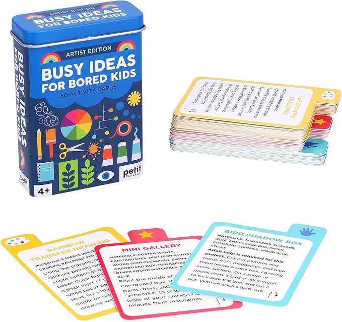 Petit Collage: Busy Ideas for Bored Kids- Artist Edition - Includes 50 Ideas to Cure Boredom - Imagination, Curiosity, and Technical Activities - Great for Kids 4+