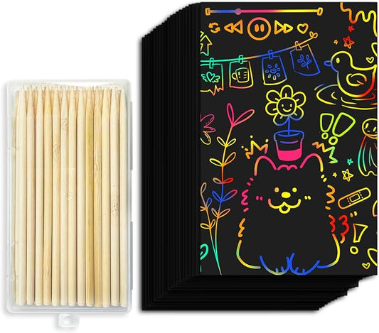 Cityrosy Rainbow Scratch Art Paper Sets Arts Crafts Supplies for Kid160 Pcs | (120 papers +40 stylus pens)Birthday Gifts for 3-12 Years Old Girls Boys Classroom Party Favor Games