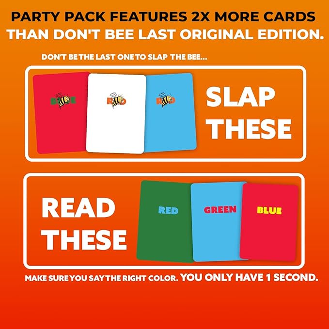 Family Board Games for Kids and Adults - Card Games for Kids 8-12, Families | Don’t Bee Last Party Pack - Card Game for Teens, Kids Ages 7-10 - Family Party Game – Fast-Paced – 2-6 Players