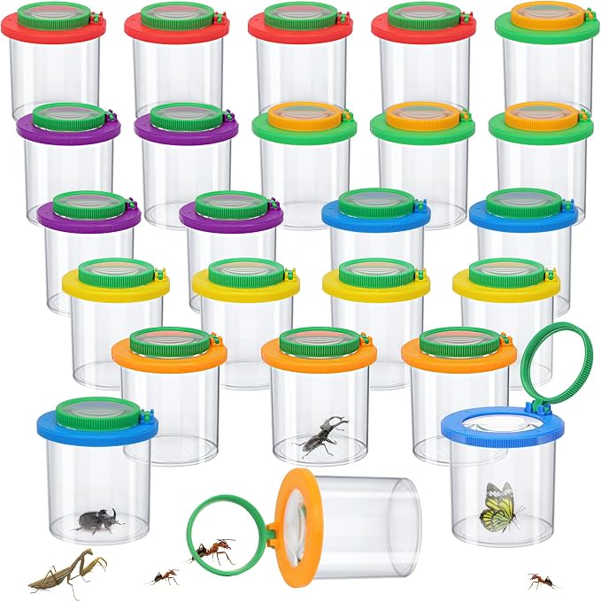 Coopay 24 Pcs Insect Bug Viewer for Kids - Bug Jars, Critter Insect Cage, Bug Container, Bug Catcher, Magnifying Insect Box for Children, Kids Science Nature Exploration Collecting Kit