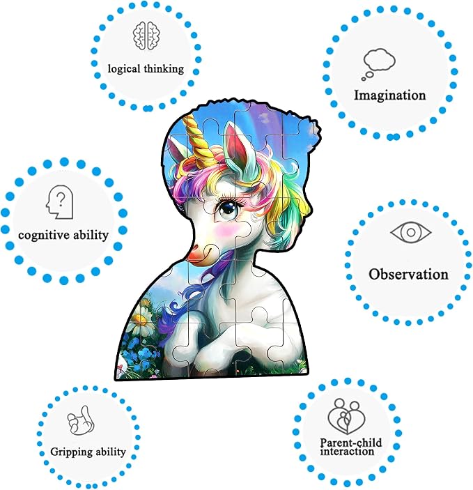 LELEMON Unicorn Puzzles for Kids Ages 4-8,60 Pieces Raibow Unicorns Cats Butterfly Jigsaw Puzzles in a Metal Box,Cute Raibow Unicornss Learning Educational Puzzles for Boys Girls