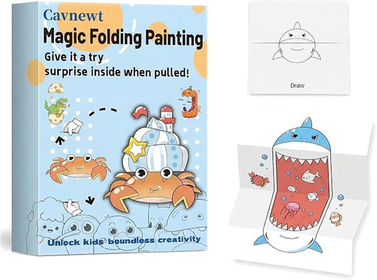 Cavnewt Kids Coloring Book with Foldable Surprise Design, Expandable Long Coloring Pages, Creative Drawing Activity Book for Toddlers & Kids, Screen-Free Travel Activity,Ideal Gift for Kids