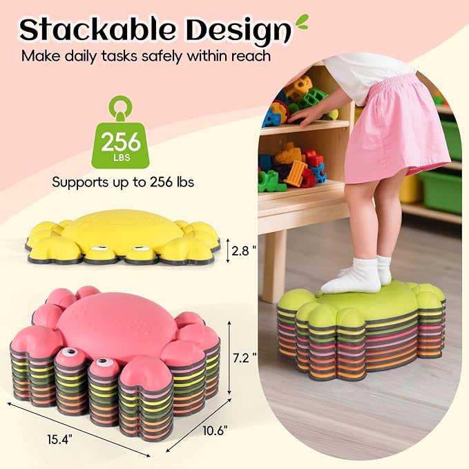 TOPNEW Stepping Stones for Kids, Non-Slip Balance Stepping Stones for Promoting Children's Coordination Skills, Toddler Stepping Stones Obstacle Course for Kids Age 3 4 5 6 7+