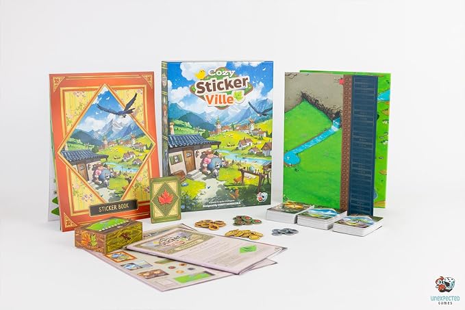 Asmodee Cozy Stickerville Board Game | Narrative Strategy Game of Village Building & Storytelling, Family Fun for Kids & Adults, Ages 8+, 1-6 Players, 30 Mins