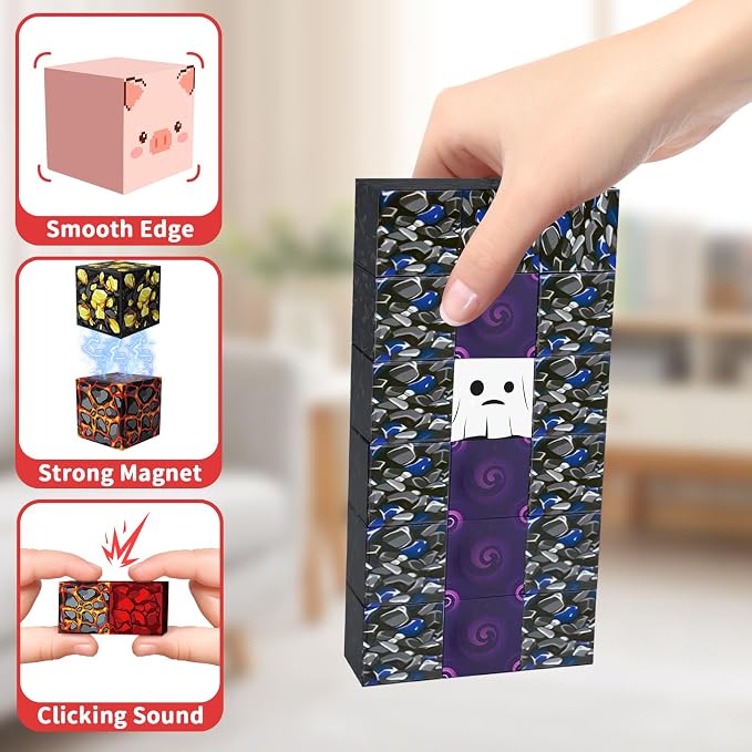 Intoypad 300PCS Magnetic Blocks, Magnetic Building Tiles STEM Toys for Kids | Creative 0.8in Magnetic Building Block Set with 300 Pieces, Magnet Cube Game STEM Learning Toy for Boys and Girls Ages 3+