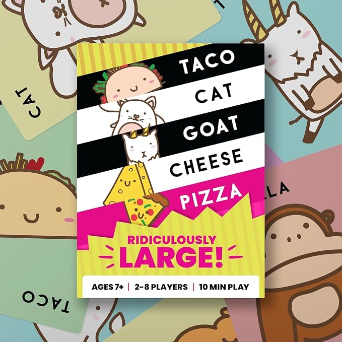 Taco Cat Goat Cheese Pizza Ridiculously Large Edition Wildly Entertaining Oversized Card Game for Family Game Night | Easy to Play 10 Min Rounds | for Kids, Teens, Adults, and Families | 2-8 Players | Ridiculously Large Edition feauturing oversized 8.5...