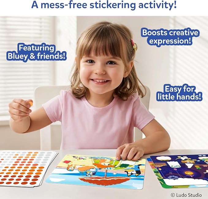 Skillmatics Dot It Bluey – Sticker Art, Travel Toy, Craft Kit for Kids | 500+ Stickers, Craft Kits, Bluey, Bingo and Friends, DIY Activity for Toddlers, Gift for Boys & Girls Ages 3, 4, 5, 6, 7