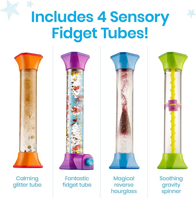 hand2mind Sensory Fidget Tubes, Sensory Toys, Travel Toys, Quiet Fidgets for Classroom, Calm Down Corner Supplies, Anxiety Relief Items for Kids, Toddler Stocking Stuffers, for Kids | Sensory Toys, Travel Toys, Quiet Fidgets, Anxiety Relief Items, Pres...