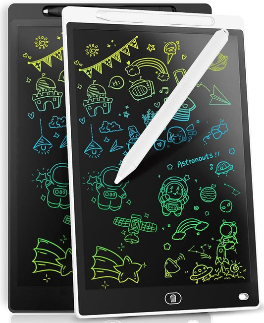 [2 Pack] Genialba LCD Writing Tablet 10-Inch Colorful Doodle Board, Toddler Learning Educational Toys Gifts for 3-8 Years Old Girls and Boys, Electronic Drawing Pad for Kids (Black&White)