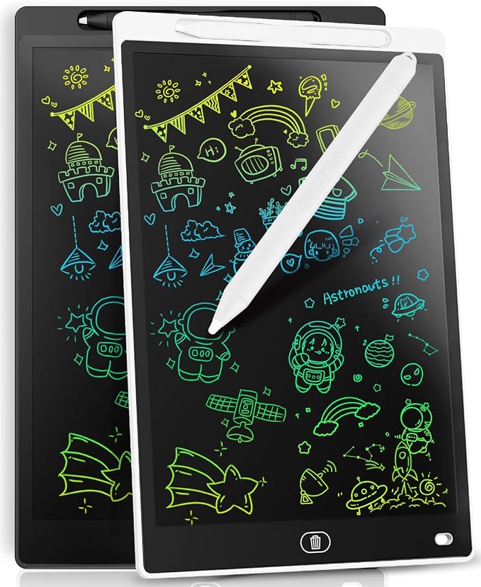 [2 Pack] Genialba LCD Writing Tablet 8.5-Inch Colorful Doodle Board, Toddler Learning Educational Toys Gifts for 3-8 Years Old Girls and Boys, Electronic Drawing Pad for Kids (Black&White)