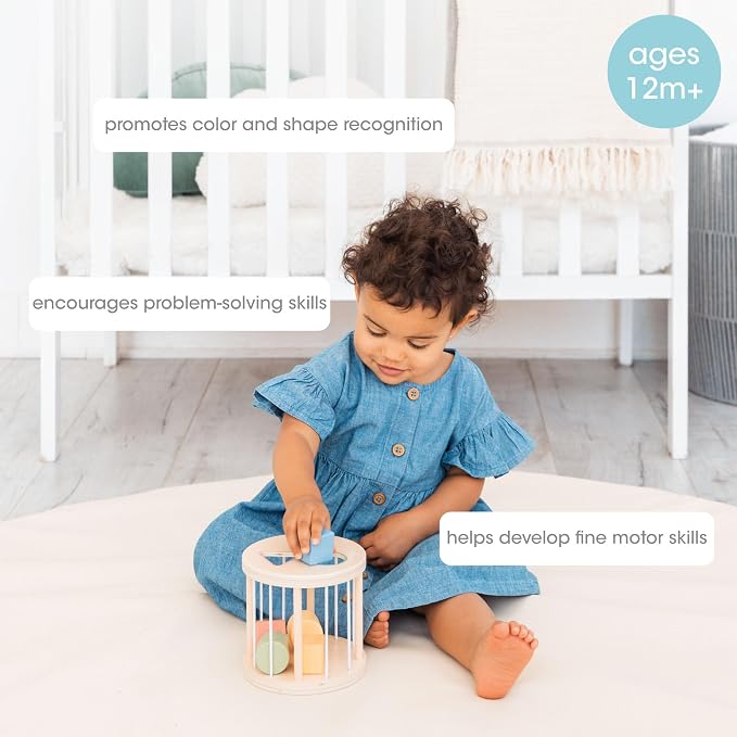 Pearhead Wooden Match and Roll Shape Sorter - Ages 12m+